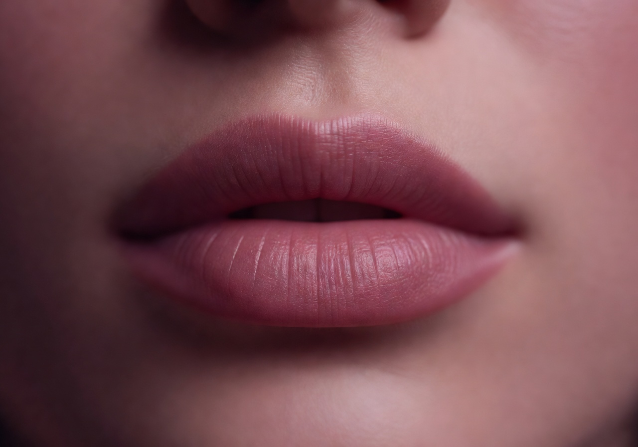 Close-up von natürlich pigmentierten Lippen