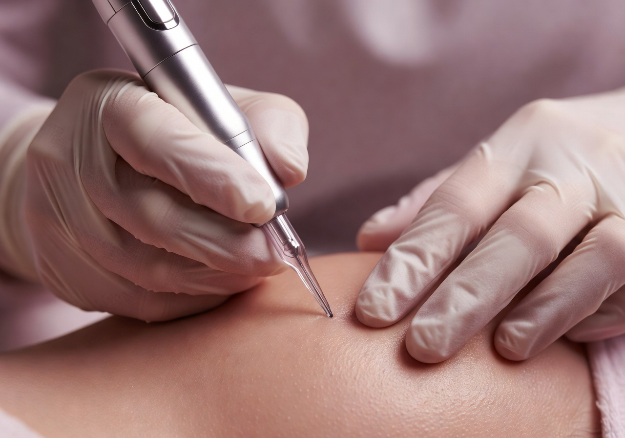 Präzisions-Liner in der Hand beim Pigmentieren